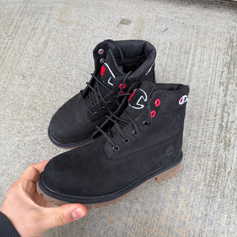 Kids Black Timberland Champion Boots